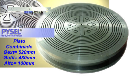 plato electromagnetico mesa para rectificadora combinado polos circulares y rectos en estrella alta induccion